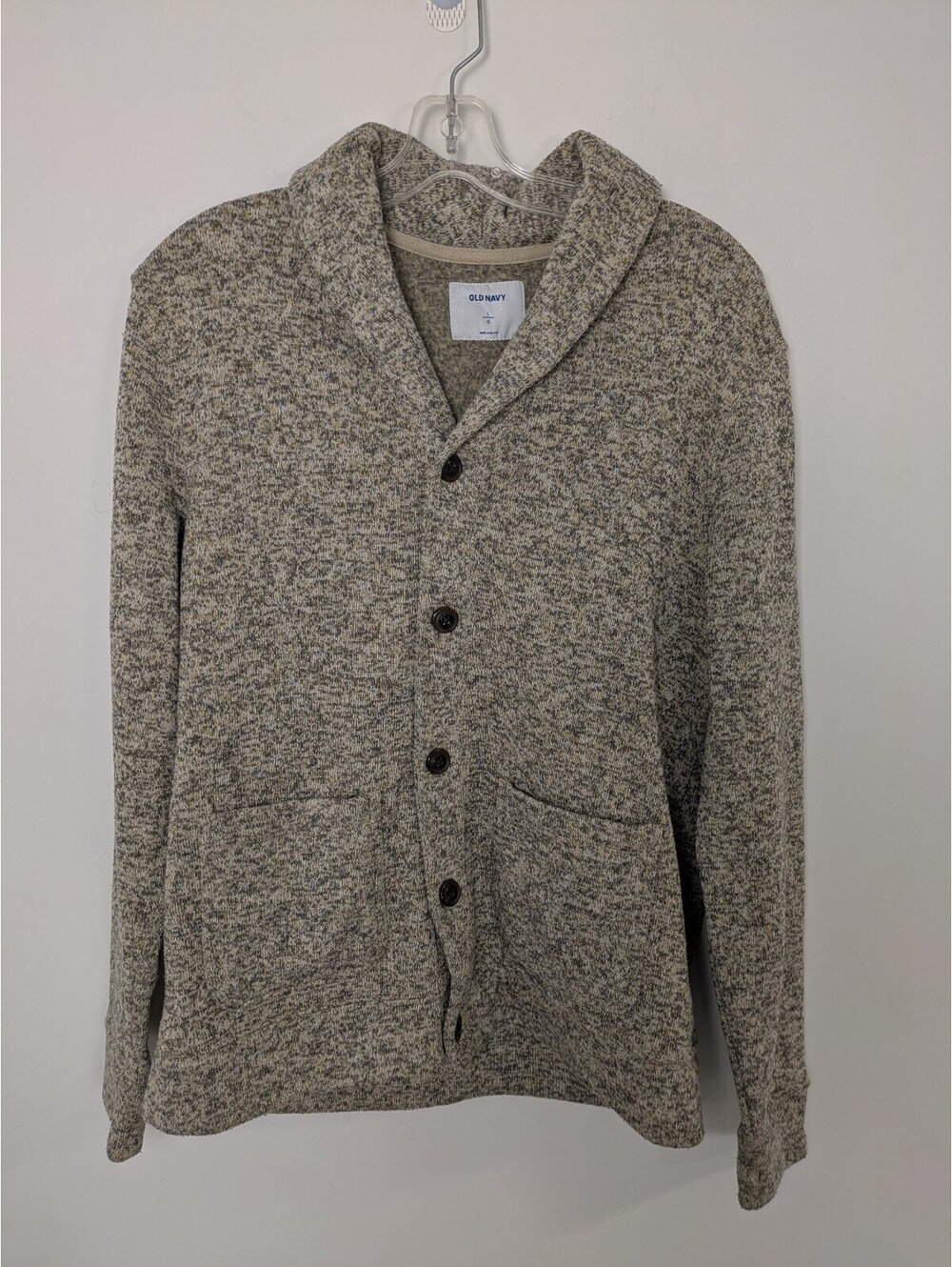 Old Navy Men's Oatmeal Heather Fleece Button Front Shawl Cardigan Size Large